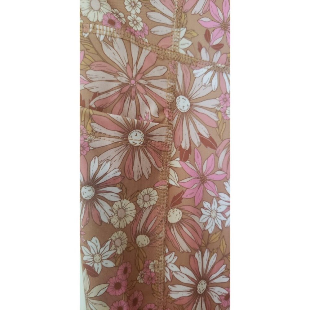 NWT KENSIE PERFORMANCE CARAMEL VINTAGE FLORAL POCKET LEGGING SZ 1X - Picture 4 of 6